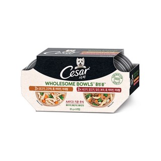 시저 1세 이상 강아지 홀썸볼 믹스팩 습식사료 닭 고구마 콩 85g x 3p + 쇠고기 닭 당근 보리 콩 85g x 3p 세트, 1개