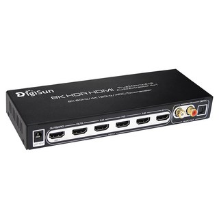 DigiSun 8K HDMI 2.1 四進二出矩陣切換器 音訊擷取器 QHA942 支援ARC 黑色調, 1個