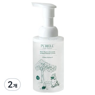 퓨어루 유아용 바디워시&샴푸&폼클렌저 3in1 올인원클렌저, 370ml, 2개