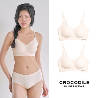 크로커다일 감탄브라 소프트 쿨인견 쉘론 패드일체형 스트랩 브라 2종세트 CDI027