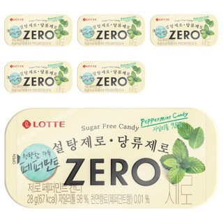롯데제로 페퍼민트 캔디, 6개, 28g