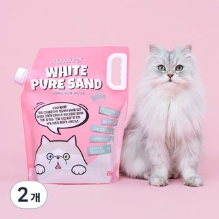 미유박스 화이트 퓨어 샌드 고양이 모래, 6kg, 2개