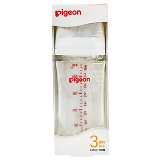 pigeon 貝親 第三代母乳實感玻璃奶瓶 M Y字孔奶嘴 3個月以上, 純淨白, 240ml, 1個