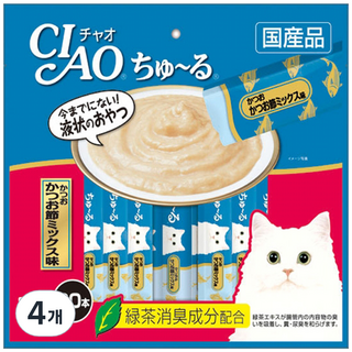 챠오츄르 고양이 짜먹는 간식, 혼합맛(가다랑어/가츠오부시), 280g, 4개