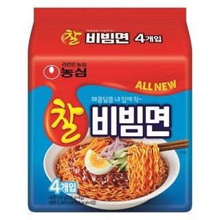 농심 찰비빔면 130g, 4개