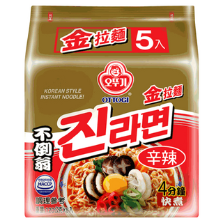 OTTOGI 不倒翁 金拉麵 辣味 120g, 5包