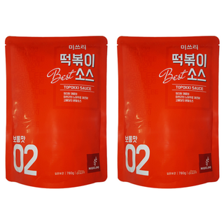미쓰리 떡볶이소스 보통맛, 780g, 2개