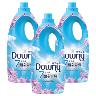 다우니 초고농축 7일 지속 탈취파워 섬유유연제 레몬그라스와 라일락 본품, 2L, 3개