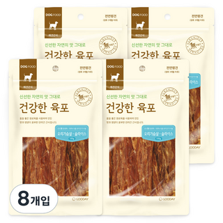 굿데이 건강한육포 강아지 간식, 오리가슴살 슬라이스, 100g, 8개