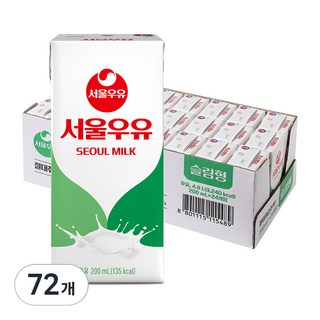 서울우유 멸균 흰우유, 200ml, 72개
