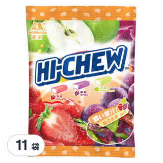 MORINAGA 森永 HI-CHEW 嗨啾 綜合水果軟糖, Q彈嚼感, 果汁濃郁, 獨立小包裝, 90g, 11袋