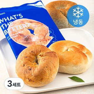 널담 고단백 배꼽 베이글 플레인 140g + 흑임자 140g + 크랜베리 & 호두 140g 세트 (냉동), 420g, 3세트