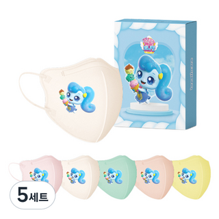 브리드케어 캐치티니핑 새콤달콤 티니핑 시즌 4 스페셜 에디션 샤샤핑 일회용 마스크 아동용 5종 x 3p 세트 소형 M, 혼합색상, 5세트