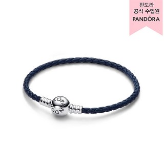 판도라 여성용 모멘츠 라운드 클라습 블루 브레이디드 래더 브레이슬릿 592790C01 +쇼핑백+메시지카드+품질보증서(백화점A/S)