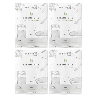Body Goals 豌豆蛋白飲 芝麻歐蕾, 每份31g, 4包入, 高蛋白, 素食可用, 方便攜帶, 31g, 4包