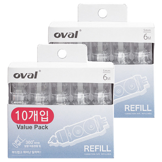 oval 歐文 修正帶補充裝 5mm x 6m 10p, 2個, 白色