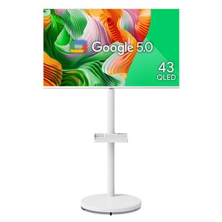 CHiQ 더함 4K UHD QLED DLG 120Hz 돌비 AI 스마트TV + 이동식 스탠드 세트, 109cm(43인치), UA431QLED Google5.0 120Hz 2025 WHITE, 스탠드형, 고객직접설치