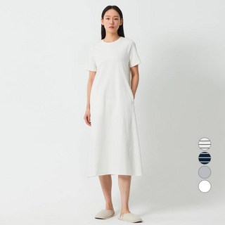 JAJU 여성용 통기성 스마트 반팔 코튼 원피스 파자마