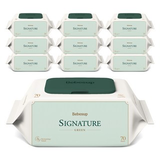 베베숲 시그니처 그린 유아물티슈, 70g, 70매, 10개