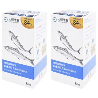 大研生醫 德國頂級魚油軟膠囊, 84% Omega-3脂肪酸, 60粒, 60顆, 800mg, 2盒