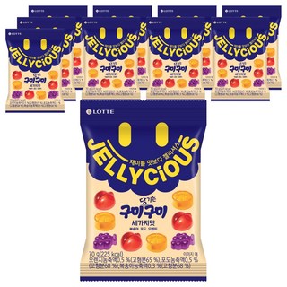 롯데웰푸드 젤리셔스 구미 당기는 구미, 70g, 10개