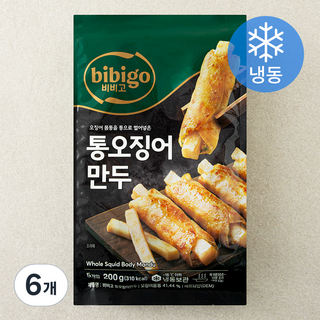 비비고 통오징어 만두 (냉동), 200g, 6개