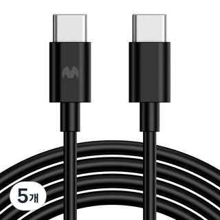 구스페리 c타입 to c타입 60W 고속 충전 케이블, 0.5m, 블랙, 5개