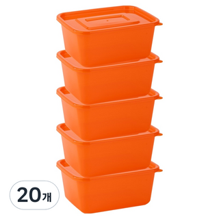 쿡앤락 N시리즈 사각밀폐용기 오렌지 N1500, 20개, 1500ml