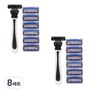 페이스바디 일회용 6중날 면도기 + 여분날 6p 세트 화이트 + 블랙, 8세트
