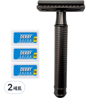 그레이거 와일드바버 클래식 더블 양날 면도기 GR-DB2 + DERBY 양날 면도날 30개 세트, 2개 패키지 블락바디쉐이버 그레이거 와일드바버 클래식 더블 양날 면도기 GR-DB2 + DERBY 양날 면도날 30개 세트, 2개 패키지 블락바디쉐이버