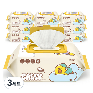 아이러브베베 유아용 라인프렌즈 드림 샐리 물티슈 캡형 75g x 10p + 휴대용 랜덤발송 62g x 2p 세트, 3세트