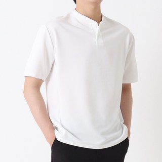 지지블랙 남성용 냉감 통기성 카인 쿨 링클프리 분또 헨리넥 반팔 티셔츠