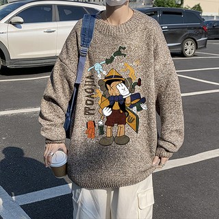 남성용 꼭두각시 프린트 로고 봄 니트 스웨터