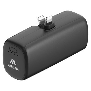 밸류엠 단자 접이식 도킹형 손난로 겸용 보조배터리 5000mAh 애플8핀, VM-B2DHWD018P, 블랙