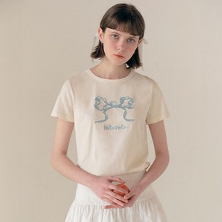 rolarola 女款蝴蝶結Logo刺繡T恤