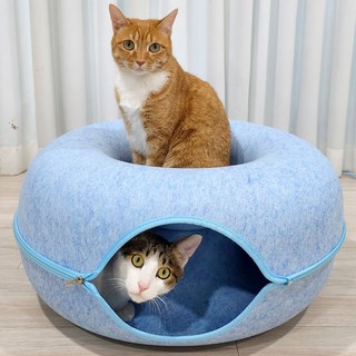 MAAH 고양이 터널 도넛 하우스 초대형 숨숨집, 파스텔블루, 1개