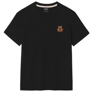 Okstar 短尾矮袋鼠刺繡短袖T恤 1TS022, 黑色