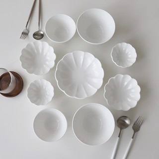 Bloom at home 花園2人餐具碗組合居家餐具組 9入, 白色, 小碗 2入+大碗 2入+花碗(小) 2入+花碗(中) 2入+花碗(大), 1組