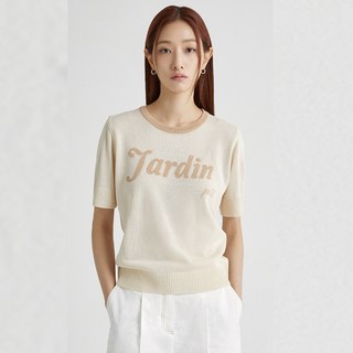클라비스 여성용 배색 레터링 반팔 풀오버
