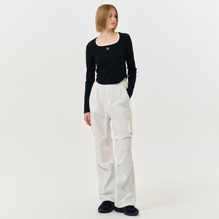 제너럴아이디어 여성용 GNRL 스퀘어 배색 롱 슬리브 티셔츠 WBD4L01535