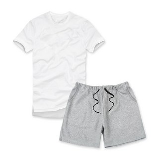 WT Closet男女通用3分素色短褲大尺碼運動服套裝