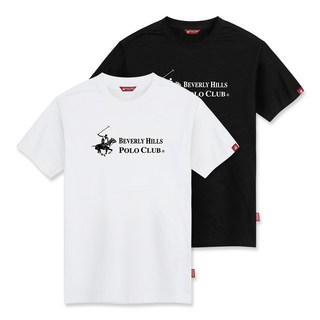 BEVERLY HILLS POLO CLUB 基本版型LOGO印花圓領短袖T恤 CPS9T05 2件組, 白色+黑色