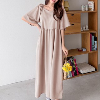 보리맘 스퀘어 셔링 여름 빅사이즈 롱 임산부 원피스 R418
