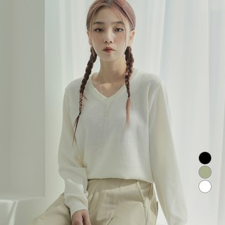 Awesomearound 女款柔軟V領長袖針織衫