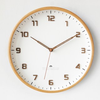 MJK 비치우드 원목 전파 벽시계, 내츄럴