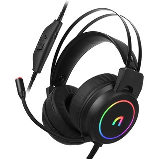 앱코 가상 7.1 RGB 노이즈 캔슬링 마이크 게이밍 헤드셋, 블랙, N500
