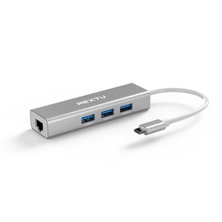 NEXT USB Type-C 3埠集線器兼容Gigabit有線網卡 銀色, NEXT-TC414LAN