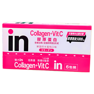 WEIDER 威德 in果凍飲膠原蛋白 水蜜桃, 含維生素C, 膠原蛋白肽5000mg, 6包裝, 180g, 6個