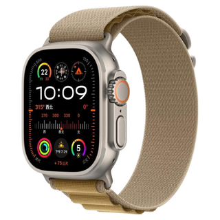 Apple Watch Ultra 2 配M高山錶環 原廠保固, 鈦金屬原色錶殼 + 小麥色高山錶環, 49mm, GPS + Cellular