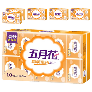 五月花 聰明萬用紙巾 120張, 10包, 6袋